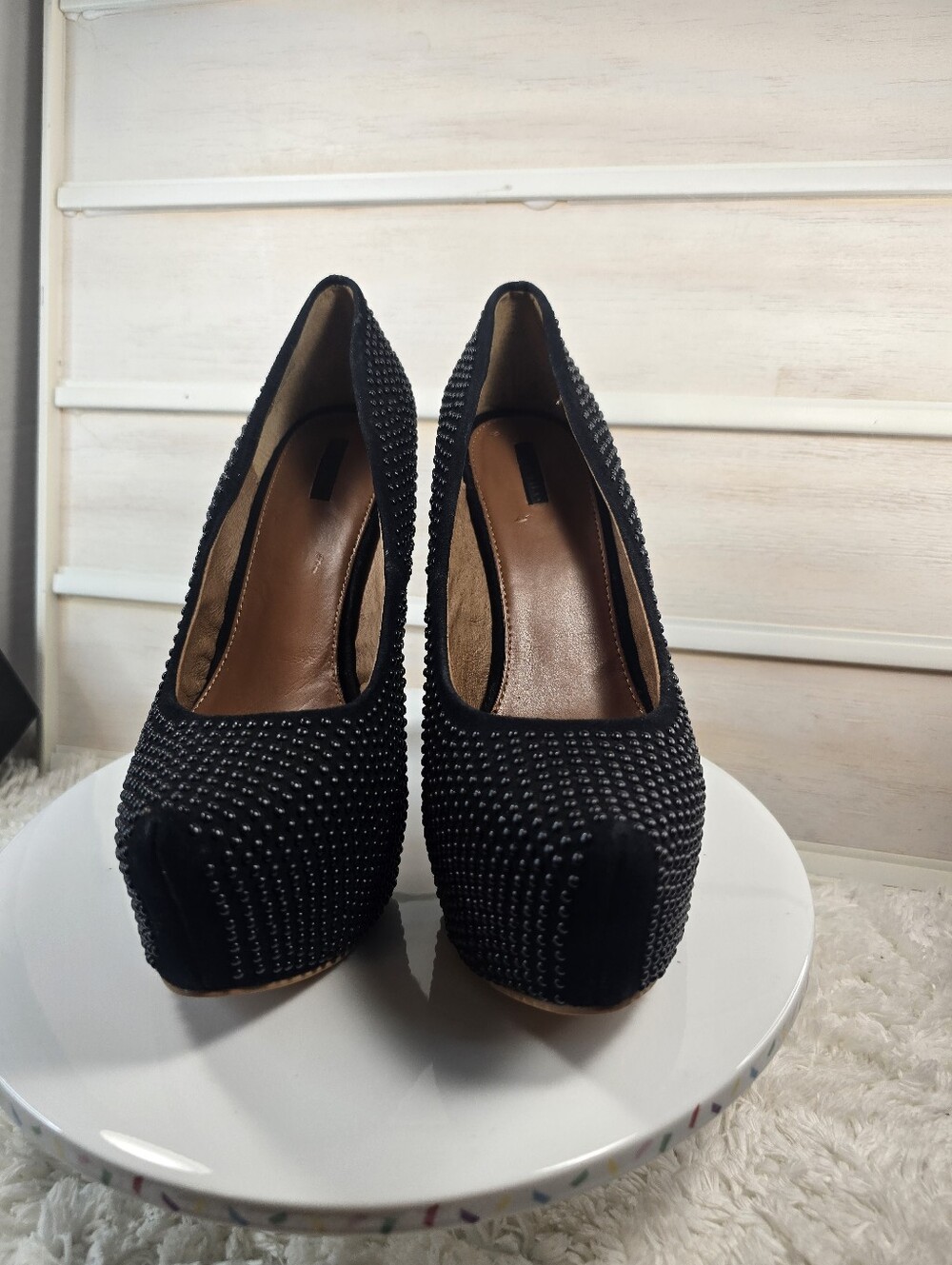 Matiko Black Studded Women’s Platform Pumps